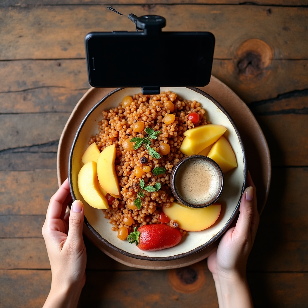 Fotografía de alimentos con teléfono usando luz natural