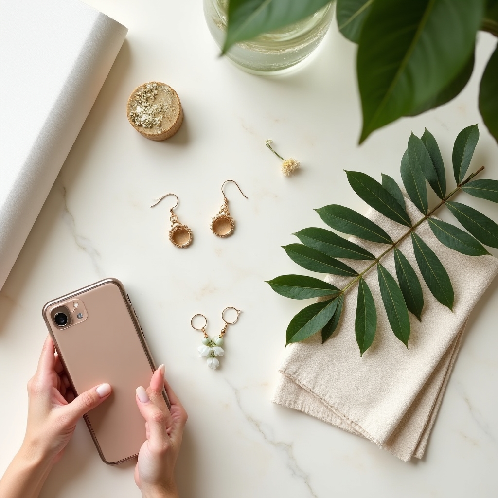 Configuración de flat lay para fotografía de producto