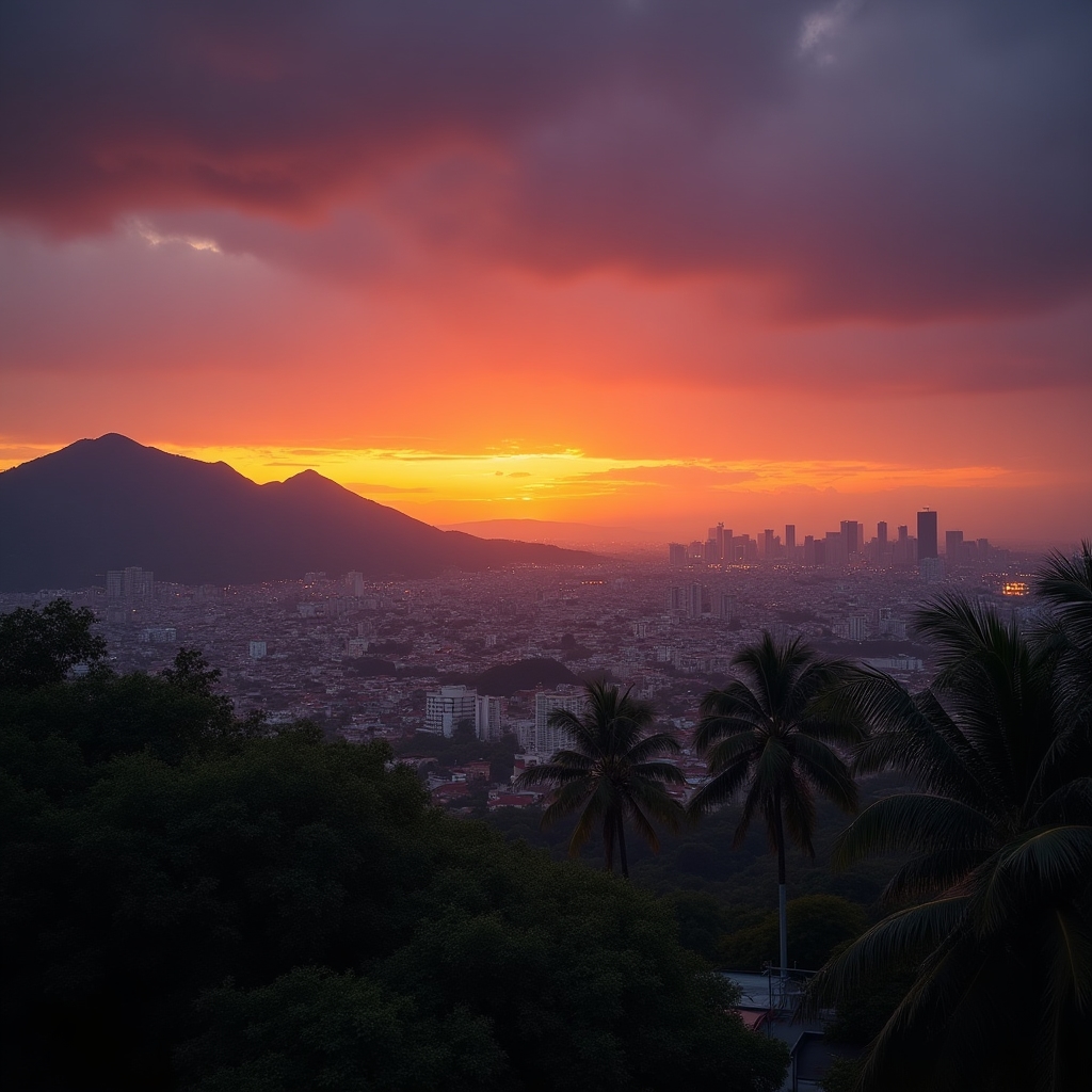Vista de San José, Costa Rica al atardecer